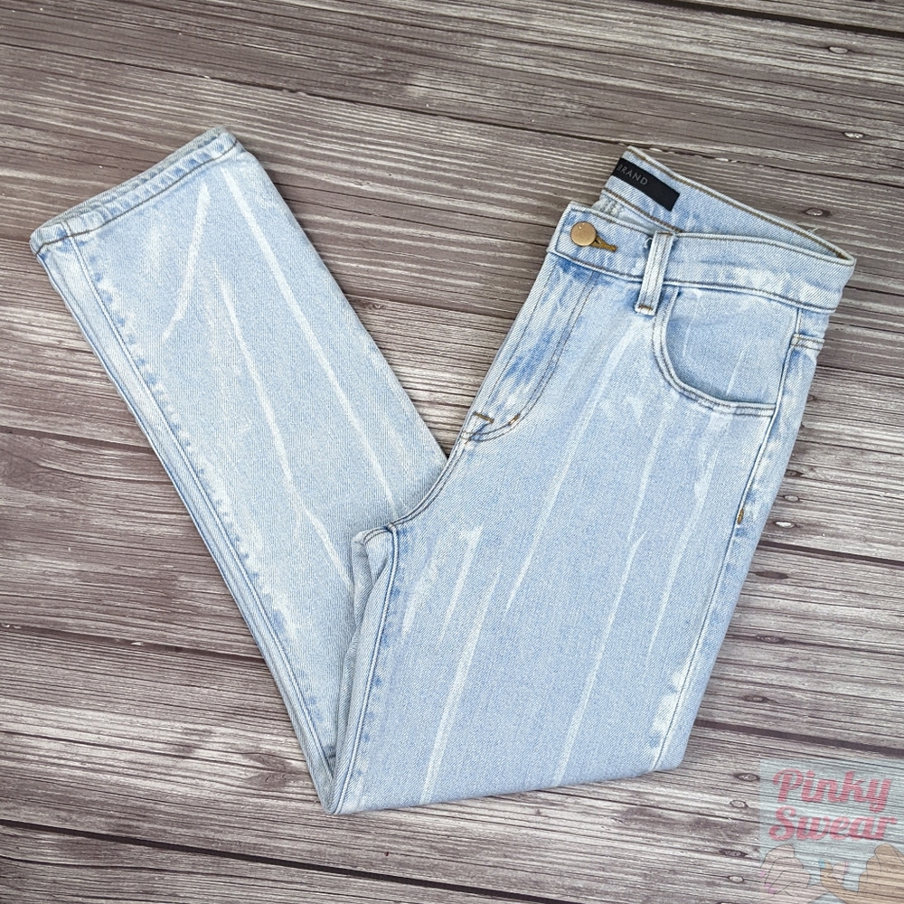 J Brand Ruby Cigarette Crop Painted Gigi Bleach Light Wash Skinny Jeans Size 26